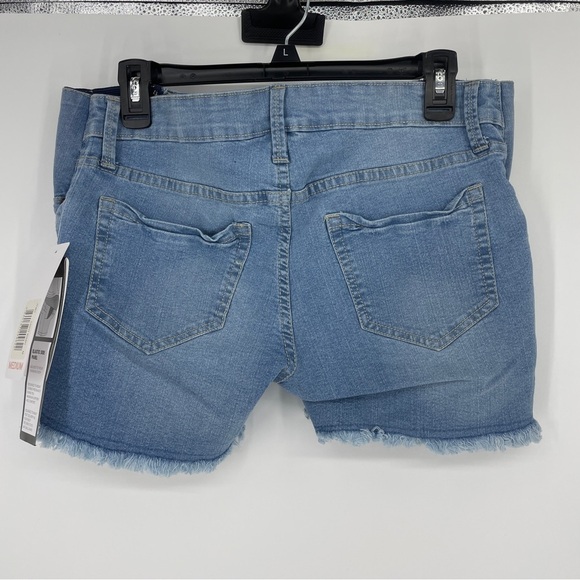 PLANET MOTHERHOOD Denim MATERNITY Blue Jean SHORTS Size m NWT Elastic Sides - Picture 2 of 5